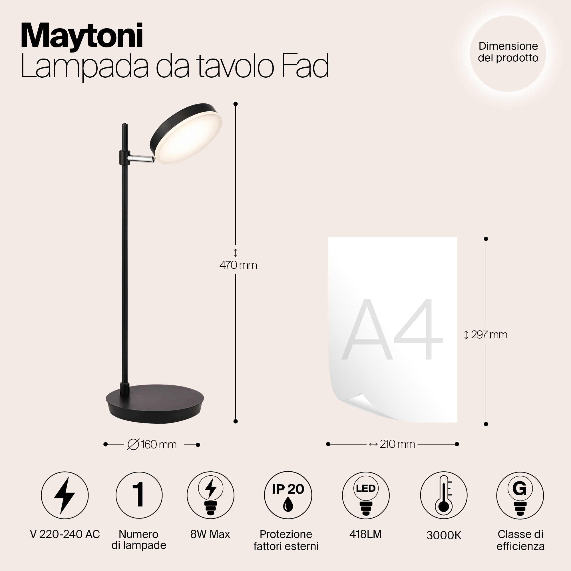 Картинка Настольная лампа Maytoni Fad MOD070TL-L8B3K