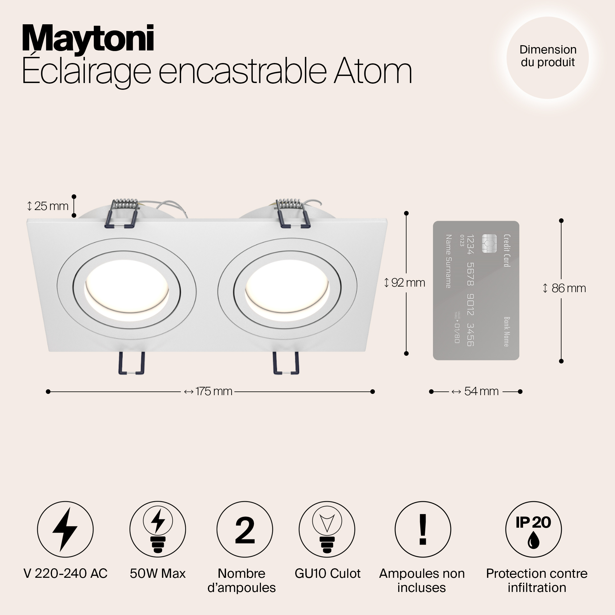 Картинка Встраиваемый светильник Maytoni Atom DL024-2-02W