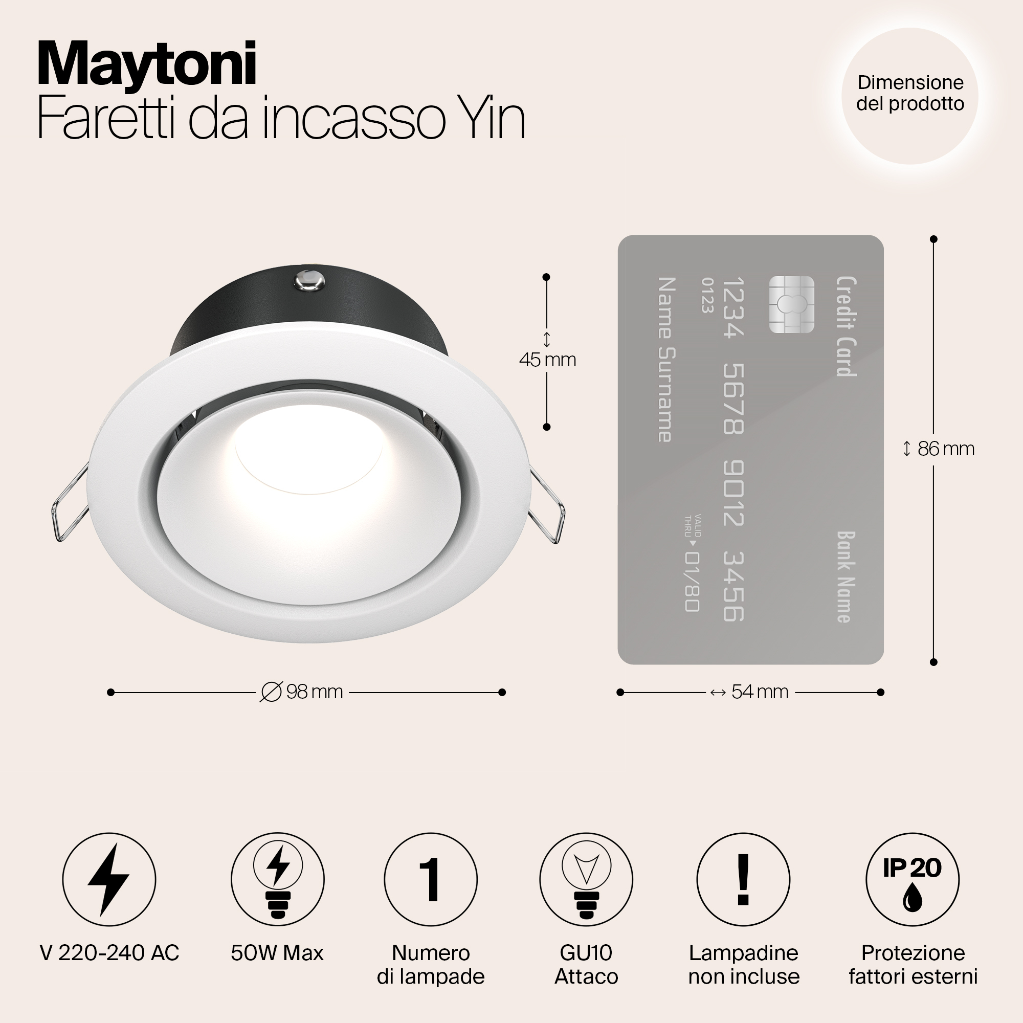 Картинка Встраиваемый светильник Maytoni Yin DL030-2-01W