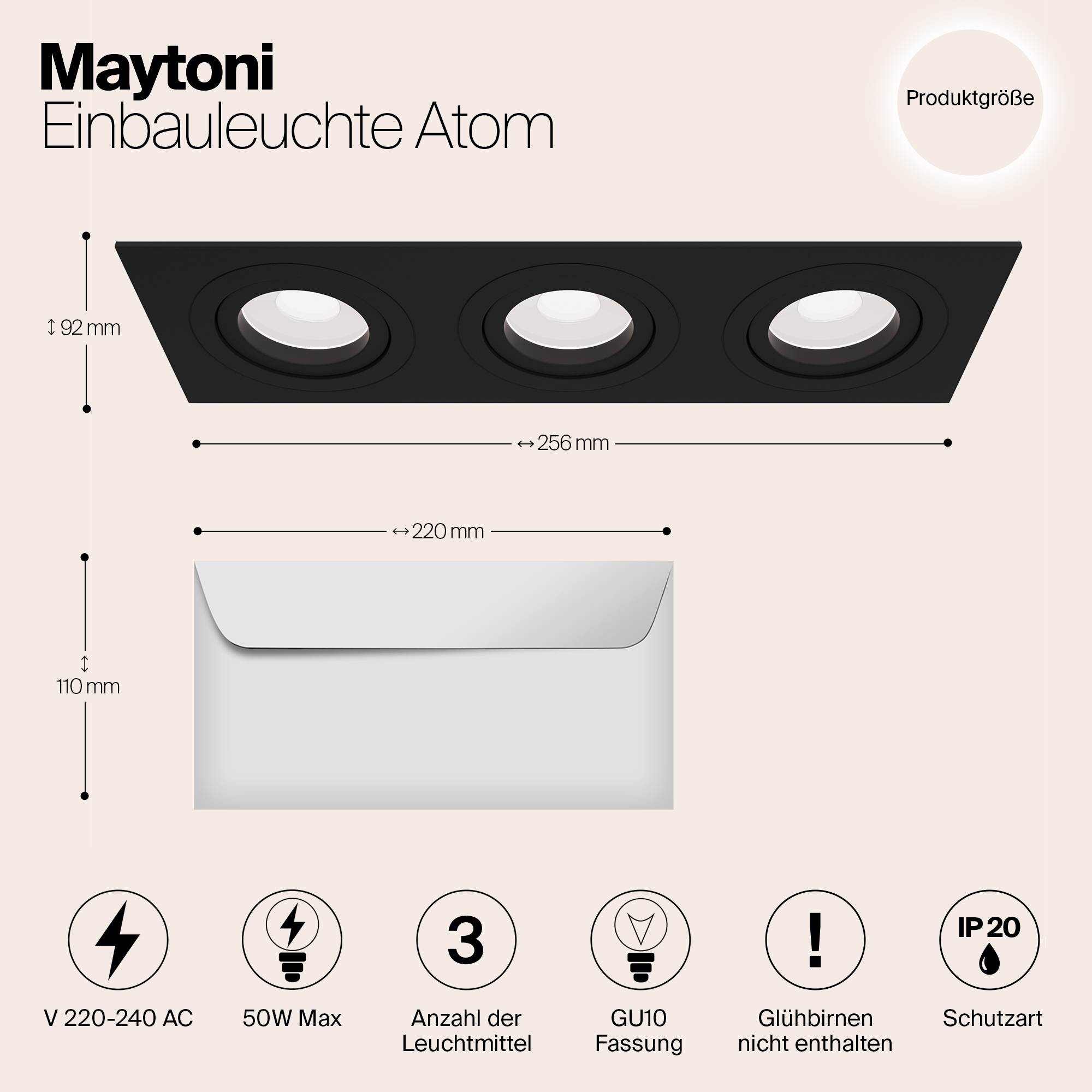 Картинка Встраиваемый светильник Maytoni Atom DL024-2-03B