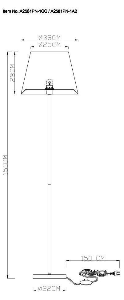 Картинка Торшер Arte Lamp Elba A2581PN-1AB