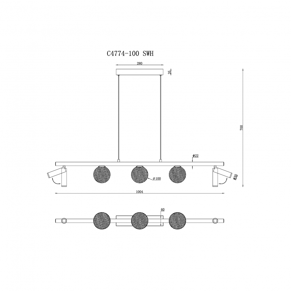 Картинка Светильник подвесной iLEDEX Telescope iLedex C4774-100 SWH
