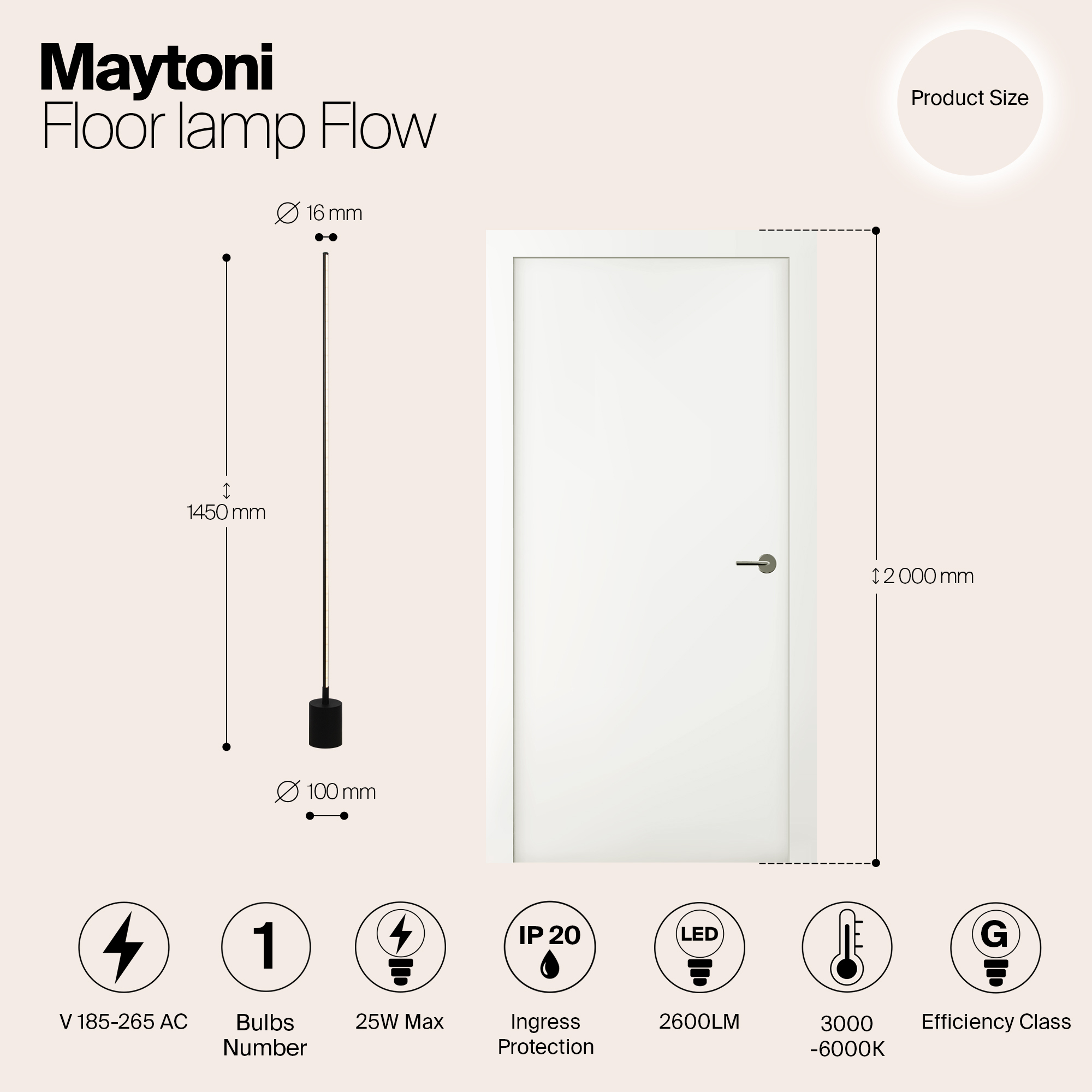 Картинка Напольный светильник (торшер) Maytoni MOD147FL-L20BK1
