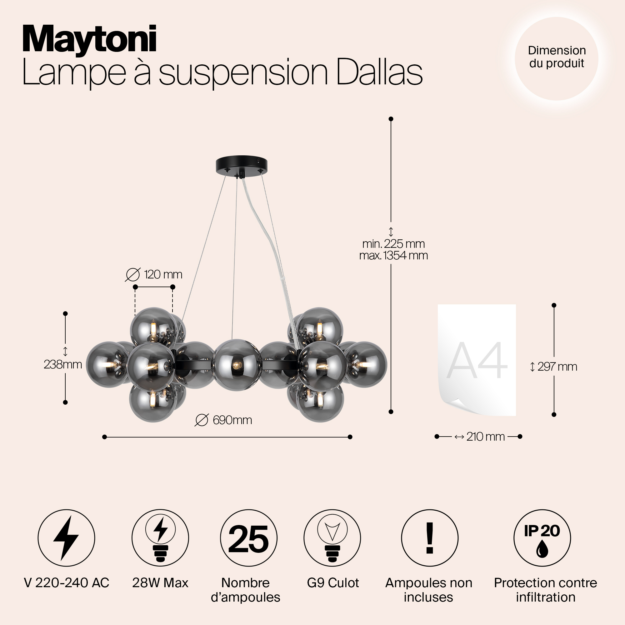 Картинка Подвесной светильник Maytoni MOD545PL-25B