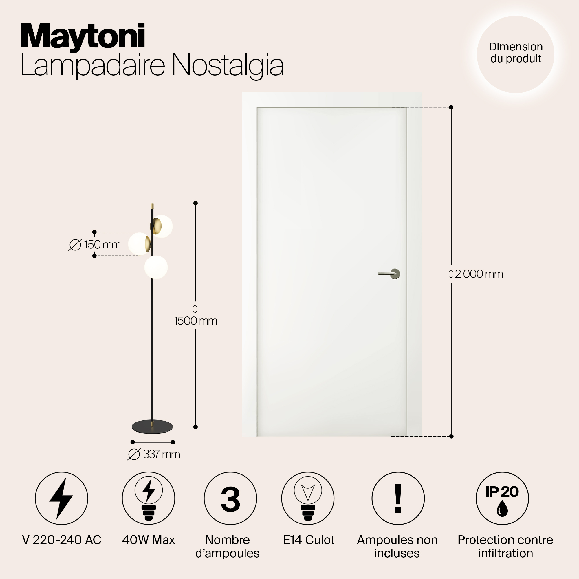 Картинка Торшер Maytoni MOD048FL-03G