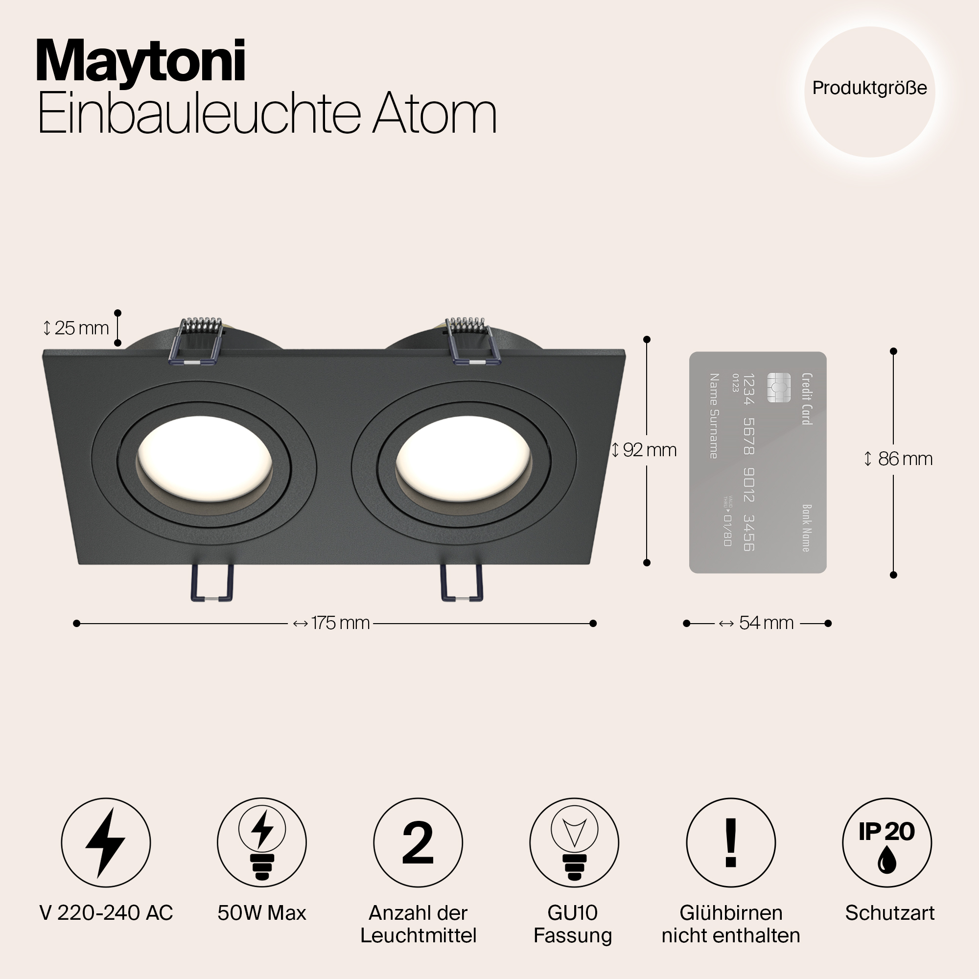 Картинка Встраиваемый светильник Maytoni Atom DL024-2-02B
