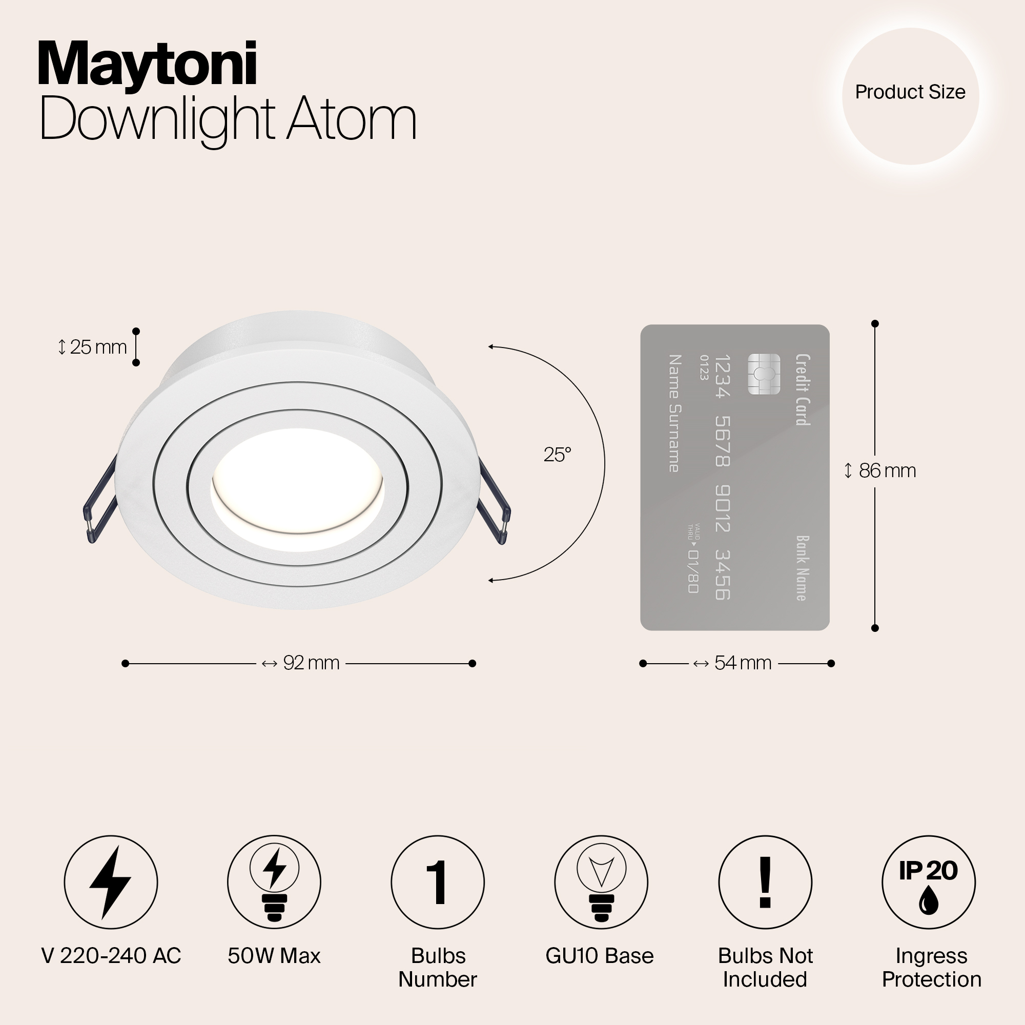 Картинка Встраиваемый светильник Maytoni Atom DL023-2-01W