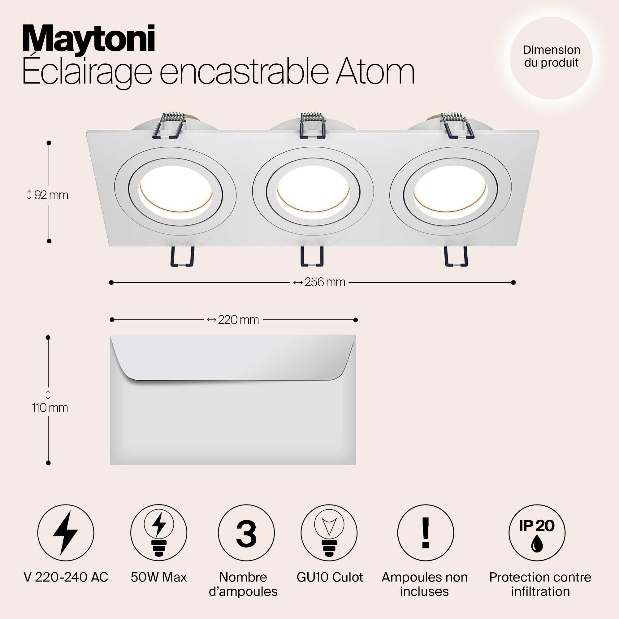 Картинка Встраиваемый светильник Maytoni Atom DL024-2-03W