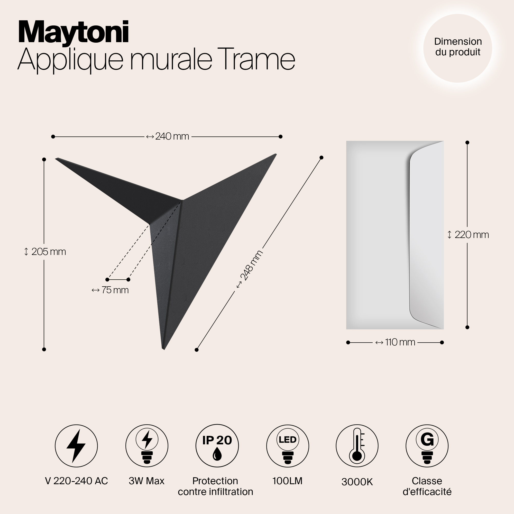 Картинка Настенный светодиодный светильник Maytoni Trame C808WL-L3B