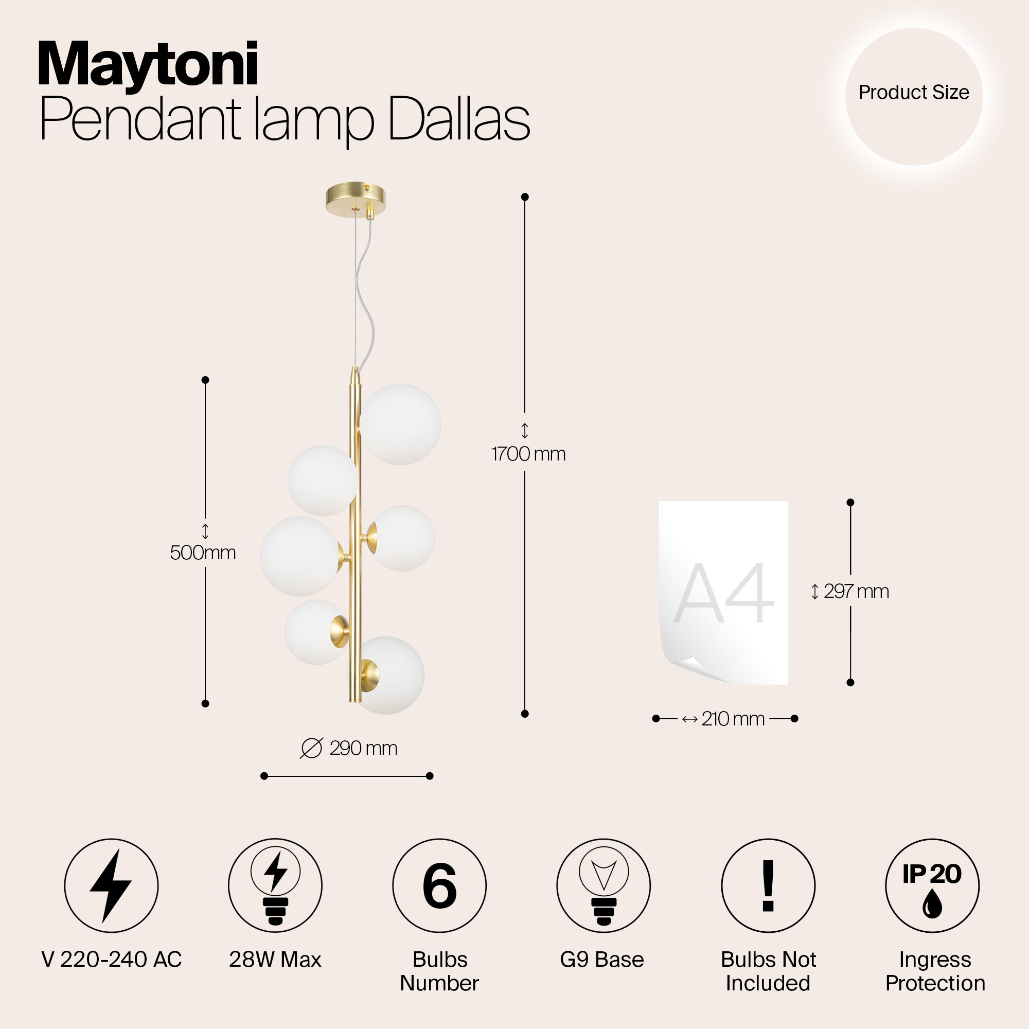 Картинка Подвесной светильник Maytoni MOD545PL-06BS