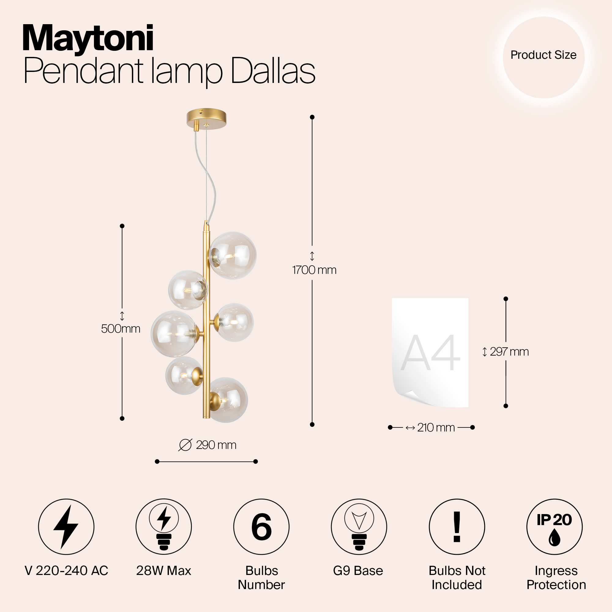 Картинка Подвесной светильник Maytoni MOD545PL-06G