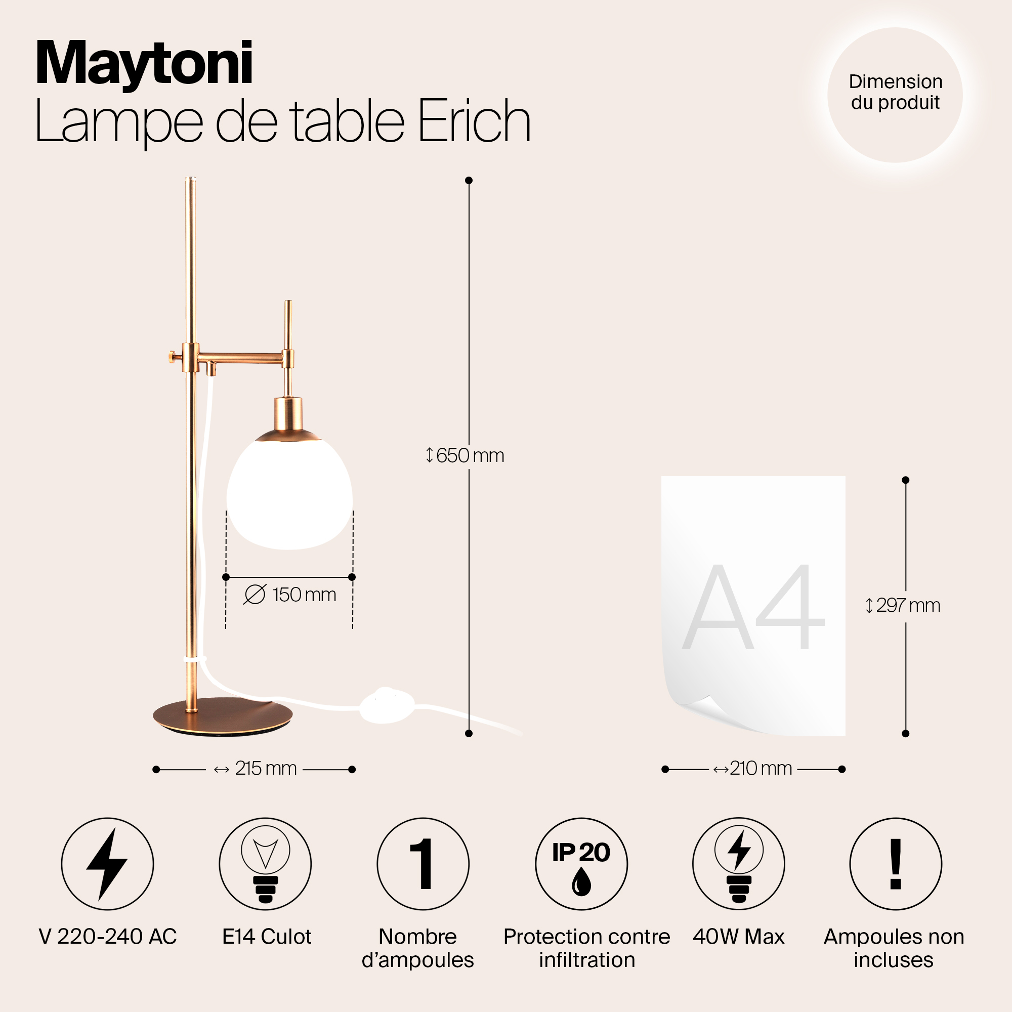 Картинка Настольная лампа Maytoni Erich MOD221-TL-01-G