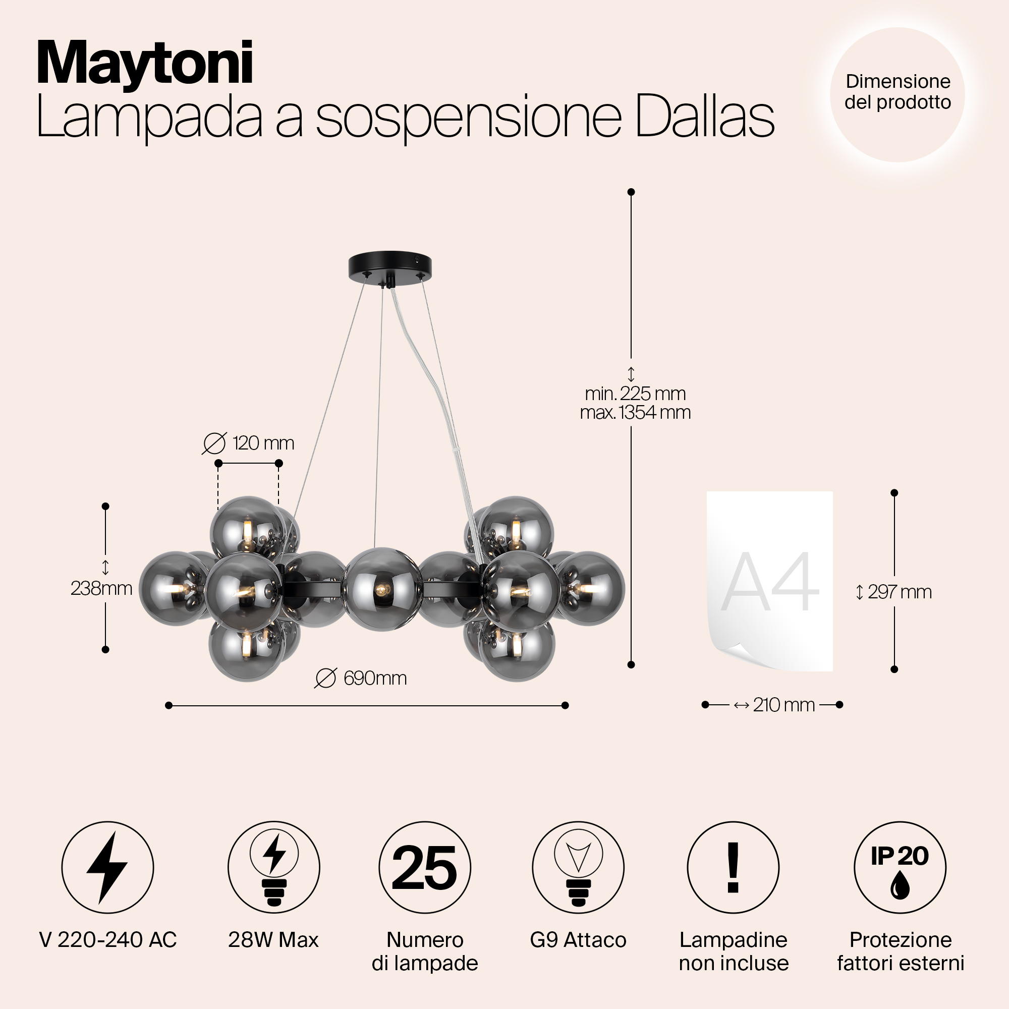 Картинка Подвесной светильник Maytoni MOD545PL-25B