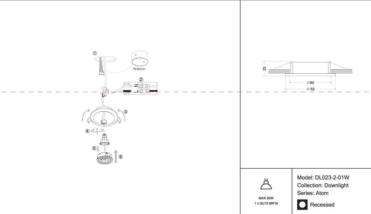 Картинка Встраиваемый светильник Maytoni Atom DL023-2-01W