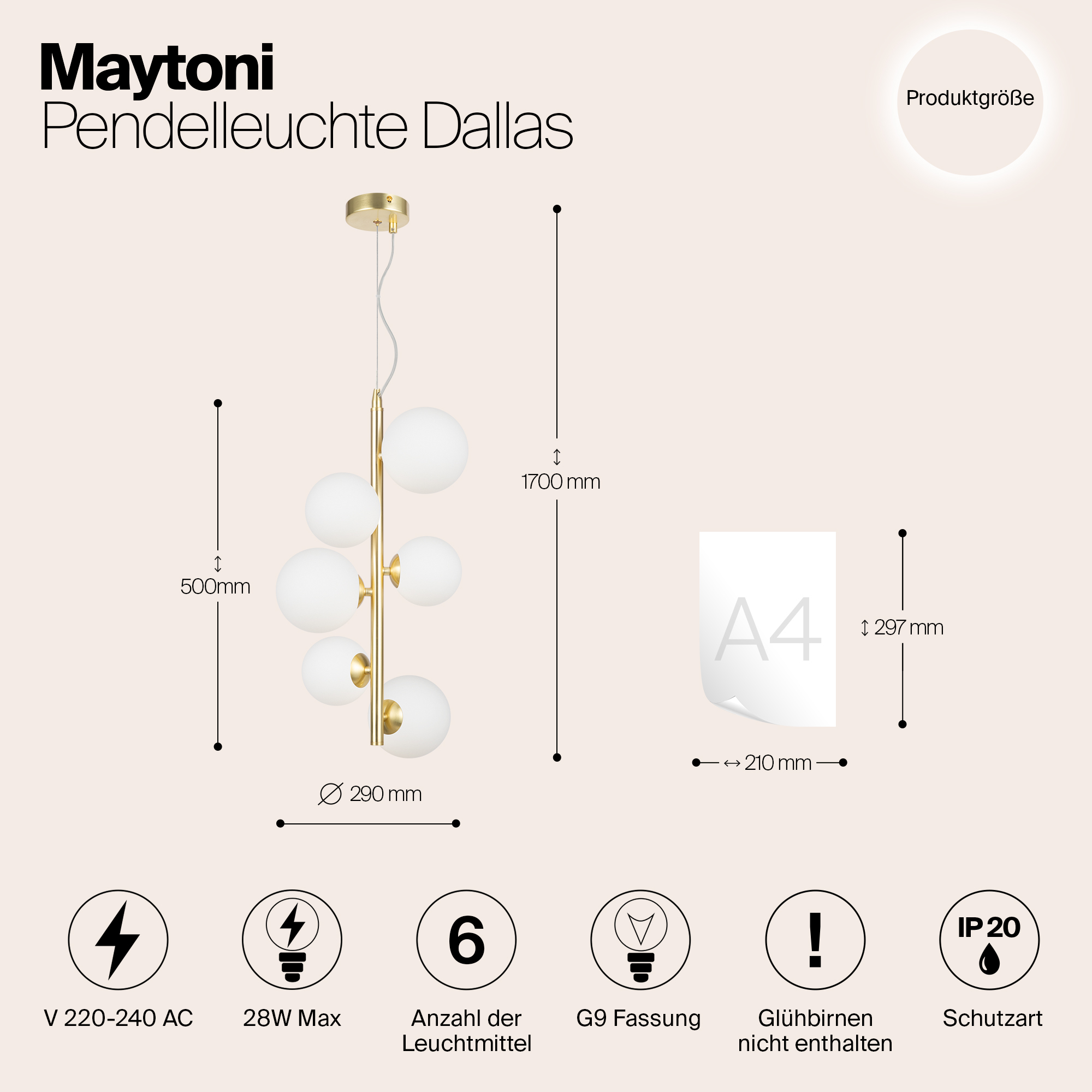 Картинка Подвесной светильник Maytoni MOD545PL-06BS