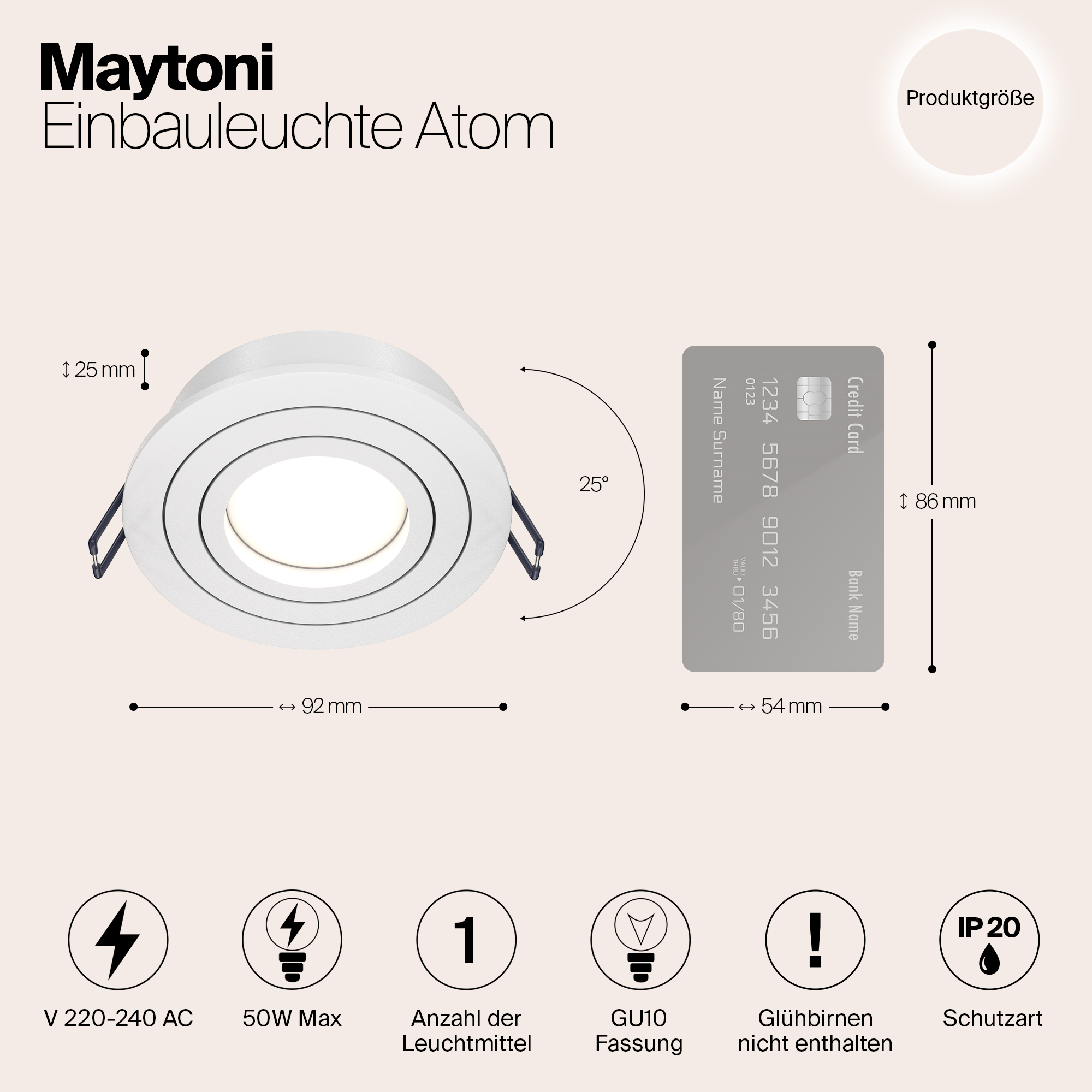 Картинка Встраиваемый светильник Maytoni Atom DL023-2-01W