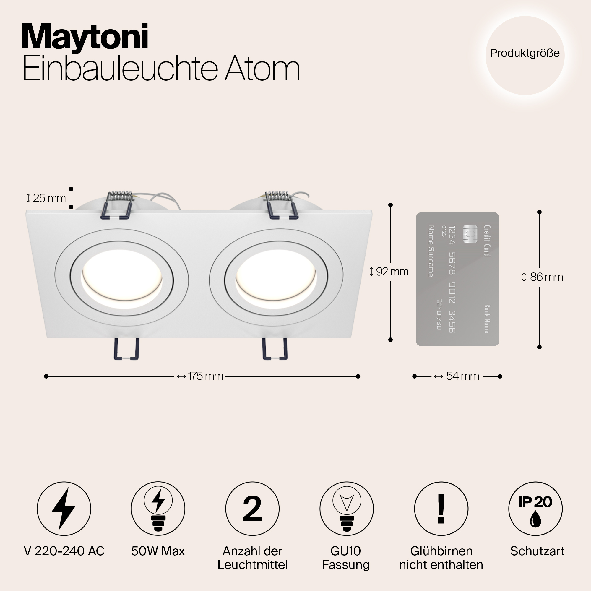 Картинка Встраиваемый светильник Maytoni Atom DL024-2-02W