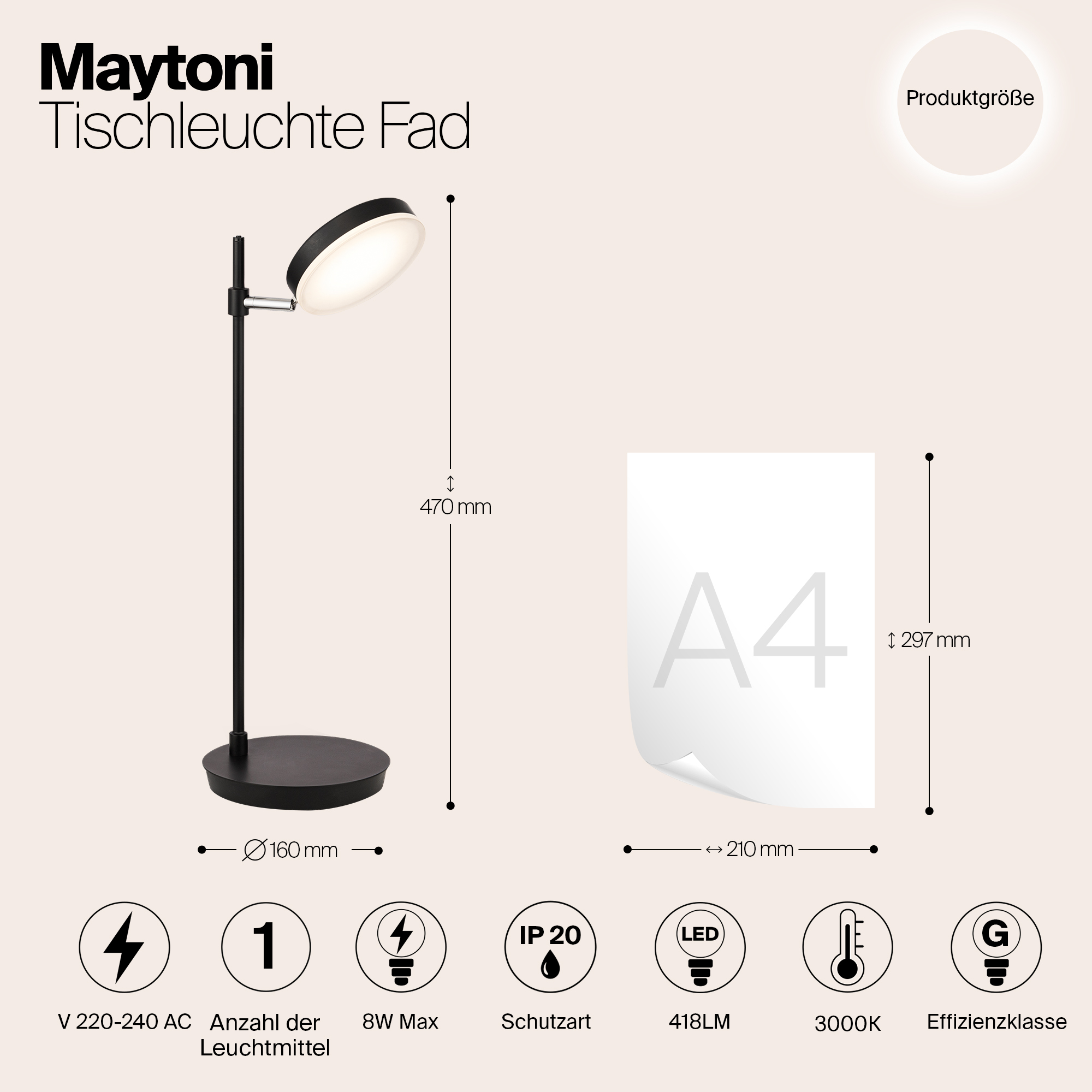 Картинка Настольная лампа Maytoni Fad MOD070TL-L8B3K