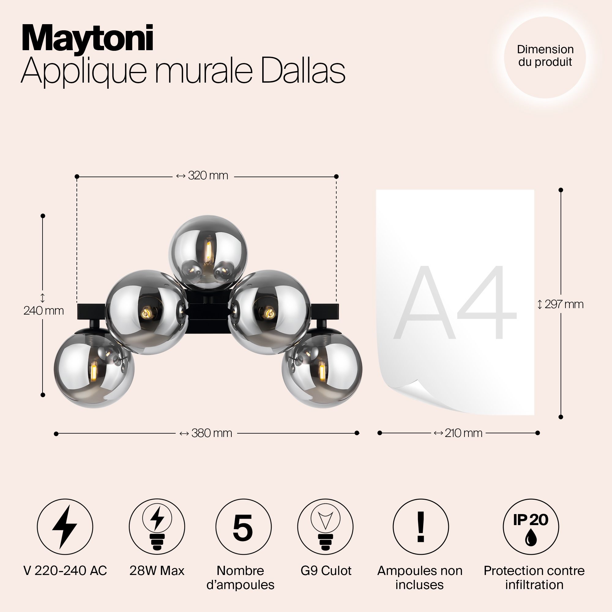 Картинка Настенный светильник (бра) Maytoni MOD547WL-05B