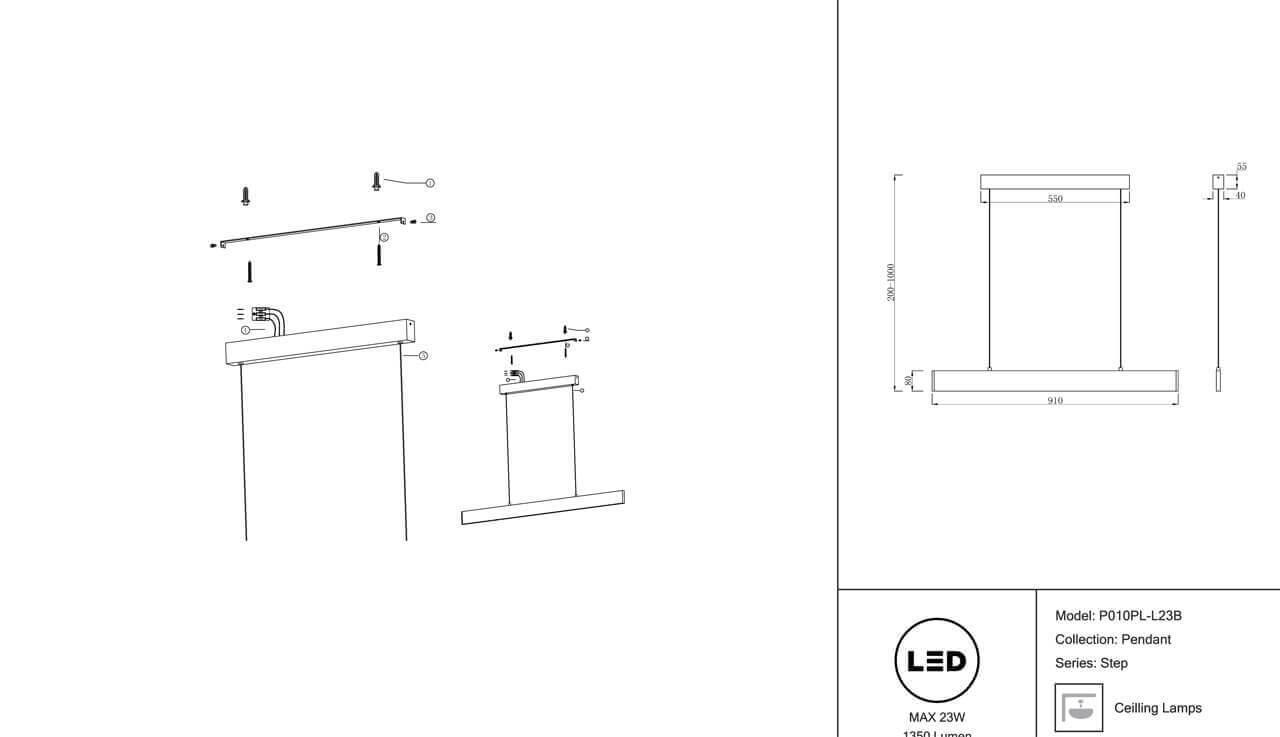 Картинка Подвесной светодиодный светильник Maytoni Step P010PL-L23B
