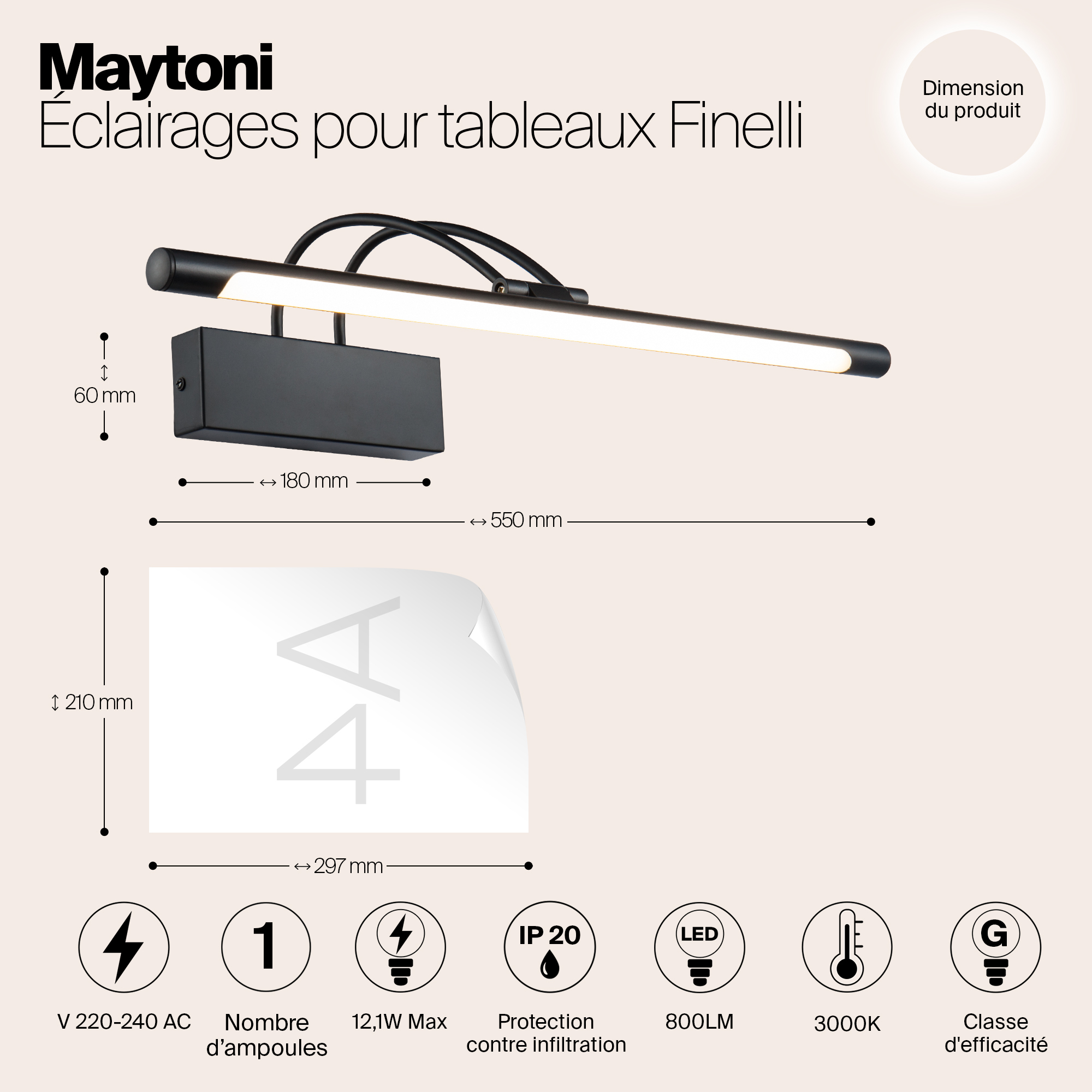 Картинка Подсветка для картин Maytoni Finelli MIR004WL-L12B