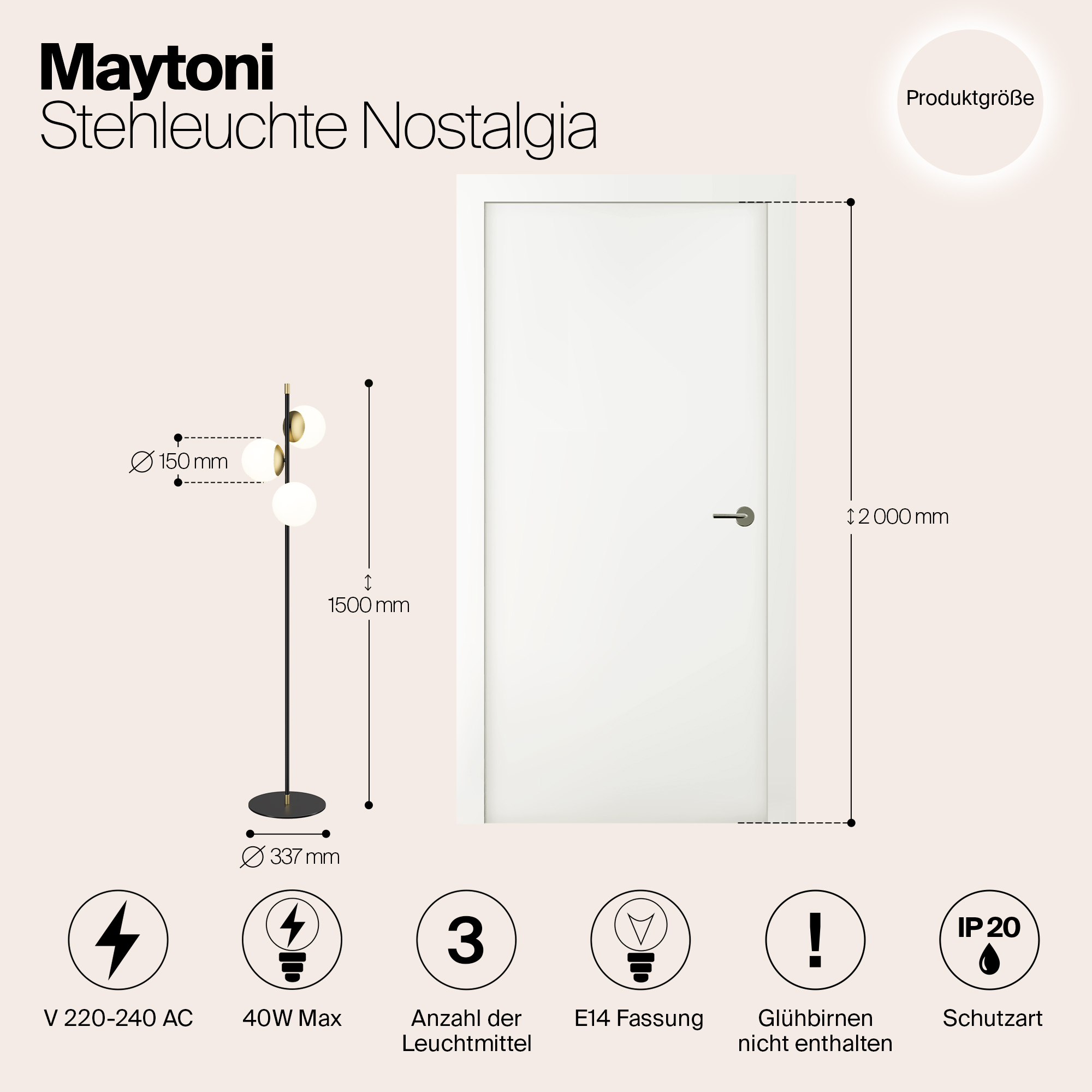 Картинка Торшер Maytoni MOD048FL-03G