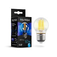 Лампа светодиодная филаментная Voltega E27 6W 4000К прозрачная VG10-G1E27cold6W-F 7024 купить в Алматы svet.kz