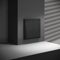 Дополнительная картинка Выключатель встраиваемый VOLTUM S70 для жалюзи 10А, (черный матовый)